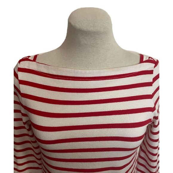 Kate Spade Broome Street Red & White Striped Ruffle Top Size XS - Picture 4 of 9